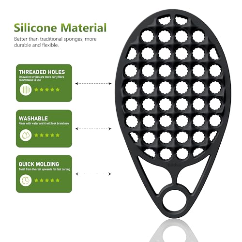 KOUPA Silicone Afro Twist Brush with Pick Comb - Easy Clean Dual-Sided Design with Textured Holes for Defined Afro Curls, Suitable for Coily Hair Men & Women, Black - color: Black