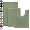 Urvoix Bathroom Rugs Sets 3 Piece, Non-Slip Chenille Bath Rug - Ultra Soft, Washable, Super Absorbent Bath Mat for Bathroom, Toilet and Tub (Sage Green) - color: Sage Green