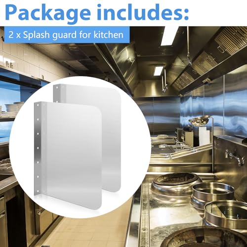 Therwen 2 Pcs Stainless Steel Side Splash Guard for Sink 15 x 20 Inch Wall Mount Guard with Screws Commercial Restaurant Hand Sink and Compartment Prep Sink Kitchen Sink Splash Protector Supply - size: 15 x 20 Inch