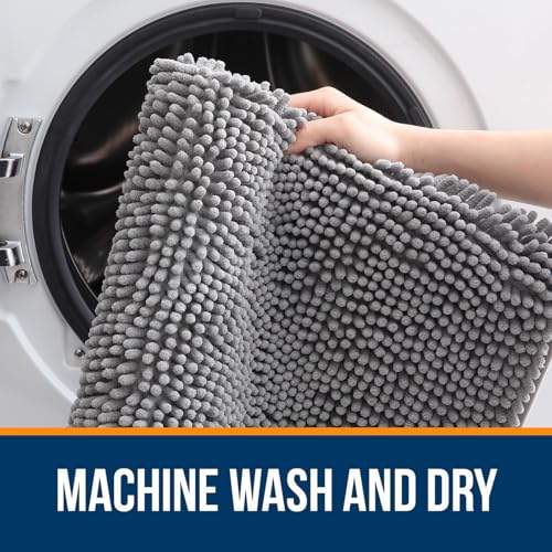 OLANLY Toilet Rugs U-Shaped 20x20, Extra Soft Absorbent Chenille Contour Bathroom Rugs for Toilet, Dry Quickly, Machine Washable, Non-Slip Bath Mat, Grey - color: Grey, size: 20" X 20" Contour Rug