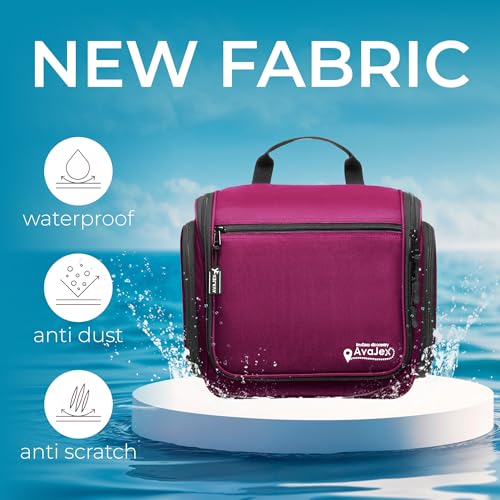 Travel Toiletry Bag for Men and Women - (10.6”x10.6”x3.2”) Large Hanging Toiletry Organizer - Waterproof Hygiene Bag with Metal XXL Swivel Hook, with Sturdy Zippers and 19 Compartments for Toiletries - color: L Purple