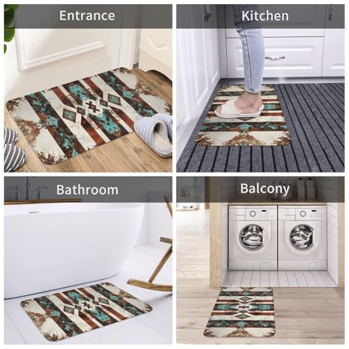 Bath Mat Cowhide Print Western Quick Dry Bathroom Rugs Non Slip Absorbent Shower Flannel Rug Floor Mat for Bathroom,Bathtub,Sink,Bedroom,16"X24" - color: Cay14