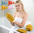 3Pcs Exfoliating Body Scrubber Set Back Scrubber Bath Glove and Shower Bath Sponge Loofah for Shower Bath Exfoliating Body Scrubber for Men and Women - color: Yellow