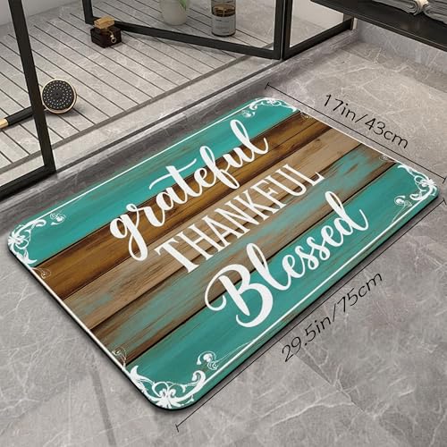 Blessed Bathroom Rugs, Fast-Absorbing Bath Mat, Quick-Dry Non-Slip Thin Rug for Bathroom Floor Kitchen 17"x30" - color: Blessed
