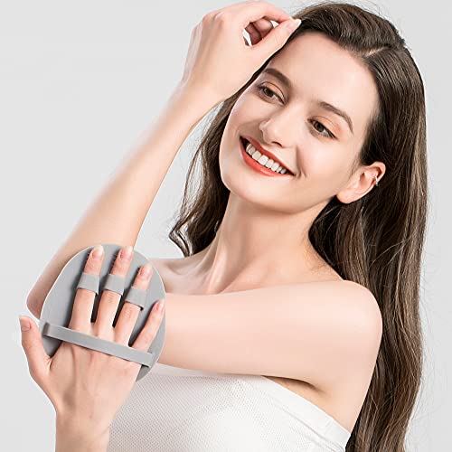2 Pack Soft Silicone Body Scrubber, Shower Brush Exfoliating Skin Massage | Body Wash Dry Skin Brushing Glove Loofah, Fit for Sensitive and All Kinds of Skin(Gray+purple) - color: 1 Pars_purple+gray