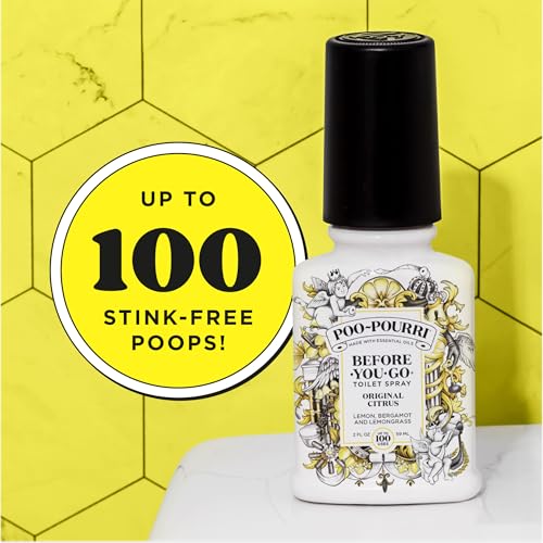 Poo-Pourri Before-You-Go Toilet Spray, Original Citrus, 2 Fl Oz, 2 Pack, Up to 100 Uses, Bathroom Odor Deodorizer with Essential Oils, Travel Essentials, TSA Approved Size, Lemon Bergamot - size: 2 Fl Oz (Pack of 2)
