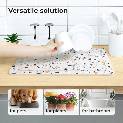 Stone Drying Mat for Bathroom - Diatomite Bath Mat - Super Absorbent - Non-Slip - Orange/Blue - 1'3" x 1'11" (Rectangular) - color: Orange / Blue