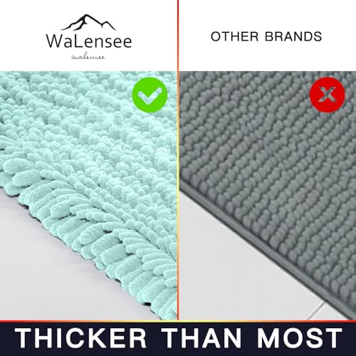 Walensee Bathroom Contour Rug Non Slip Toilet U Shaped Bath Mat (20x24, Spa Blue) Water Absorbent Super Soft Shaggy Chenille Machine Washable Dry Extra Thick Perfect Absorbant Best Plush Carpet - color: Spa Blue, size: 20"x24" Contour Rug