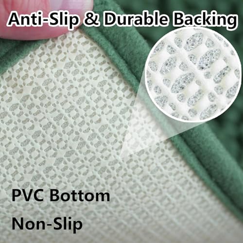 BOANKODU Bathroom Rugs Sets 2 Piece，47X16+16X24Inch，Absorbent Non-Slip Very Soft Chenille Mat,Machine Washable （Dark Green） - color: Dark Green, size: 47" x 16" + 16" x 24" (Rectangular)