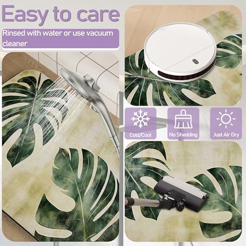 Tropical Leaves Bathroom Rugs, Fast-Absorbing Bath Mat, Quick-Dry Non-Slip Thin Rug for Bathroom Floor Kitchen 17"x30" - color: Tropical Leaves