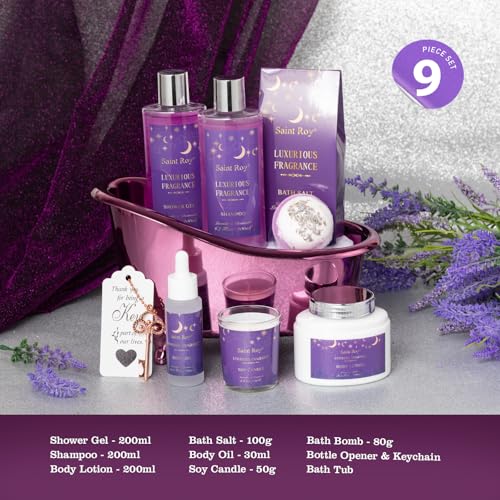 Spa Gift Basket Bath Spa Kit Spa Gifts for Women, Bath and Body Baskets Set | 10pc Self Care Kit Lavender Scent Birthday Gifts Skin Care Set, Christmas Gifts, Beauty kits Bridal Shower Self-care Home Spa