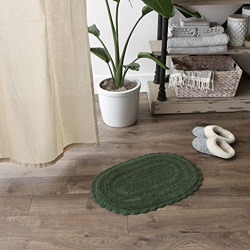 DII Crochet Collection Reversible Bath Mat, Small Oval, 17x24, Dark Green - color: Dark Green, size: 1'5" x 2' (Oval)