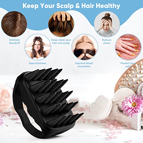 Bsisme Scalp Massager Hair Growth, Scalp Scrubber with Soft Silicone Bristles for Dandruff Removal, Shampoo Brush for Men Women Kids Pets Wet Dry Hair Scalp Exfoliator, Black - color: Black