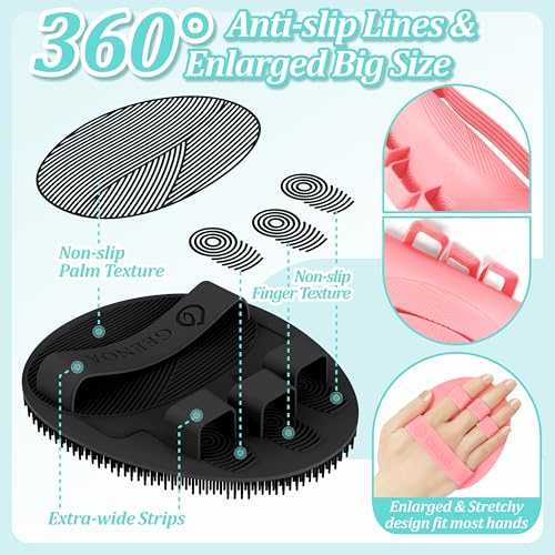 New Silicone Body Scrubber 4PCS, 360° Anti-Slip & Enlarged Exfoliating Bath Glove for Rich Foaming Deep Cleaning, Revolutionary No-Grip & Hand-fit Shower Scrubber for All Skin Types.(4-Color) - color: 4 Mix Color