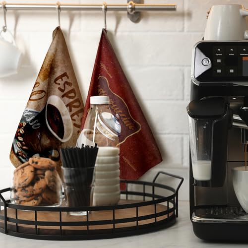 Boyiee Set of 6 Coffee Kitchen Towels Brown Dish Towels 24 x 16 Inches Absorbent Decorative Dish Cloths Retro Hand Accessories for Coffee Bar Decor Housewarming Gifts Wedding Shower Decoration - color: Coffee