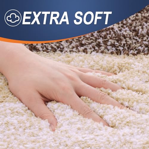 OLANLY Bathroom Rug Set 2 Piece, Soft Absorbent Microfiber Bath Mats and U-Shaped Contour Toilet Rug, Non-Slip, Machine Wash Dry, Plush Shaggy Bath Mats for Bathroom (24"x16"+24"x20", Brown) - color: Brown, size: 24" X 16" + U24" X 20"