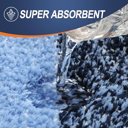 OLANLY Bathroom Rug Set 2 Piece, Soft Absorbent Microfiber Bath Mats and U-Shaped Contour Toilet Rug, Non-Slip, Machine Wash Dry, Plush Shaggy Bath Mats for Bathroom (24"x16"+24"x20", Navy) - color: Navy, size: 24" X 16" + U24" X 20"