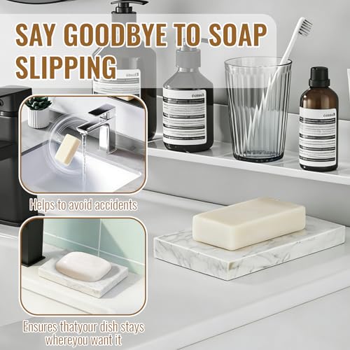 Soap Dishes Marble for Bathroom Kitchen, Shower Bar Soap Holder