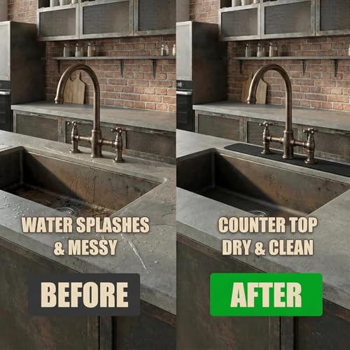 Customizable Kitchen Sink Faucet Mat: 24" Lx4 W Absorbent Splash Guard | 2PCS Non-slip Fabric Rubber Mat, Cut to Fit Oval Rectangle Square Faucet & 2,3,4 Holes Irregular Sink with Soap Dispenser - size: 24"Lx4"W-2PCS