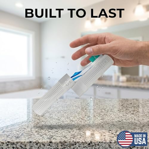 American Comb Toothbrush Holder - White, Made in USA, with Ventilation Holes, for Toothbrush Covers, Toothbrush Holder, Toothbrush Soft, Durable Design, Hygienic Bathroom Accessory - color: White