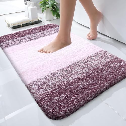 OLANLY Small Bathroom Rugs Mat 24x16, Extra Soft Absorbent Microfiber Bath Rugs, Rubber Backing, Quick Dry, Machine Washable Bath Mats for Bathroom Floor, Tub and Shower, Home Decor Accessories, Mauve - color: Mauve, size: 24" X 16"