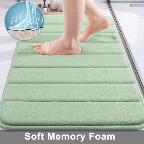Buganda Memory Foam Bath Mat, 55" x 24", Ultra Soft Bathroom Rugs, Water Absorbent and Machine Washable Bath Rug Runner for Bathroom, Shower, and Tub, Sage Green - color: Sage Green, size: 55" X 24"