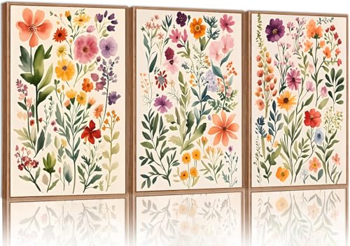 Watercolor Wildflower Canvas Wall Art Boho Floral Botanical Wall decor pictures Floral Paintings posters Prints for Living Room Bedroom Bathroom Home Decoration Unframed (12inx16in posters) - color: Watercolor Poster, size: 12inx16in