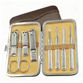 Manicure Set for Men and Women Professional Nail Clippers Kit with Travel Case Stainless Steel Pedicure Grooming Tools Accessories Nail Care Tools with Leather Case,Mothers Day - color: Brown-8pcs