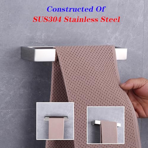 GERZWY 2-Piece Bathroom Accessory Set SUS 304 Stainless Steel Toilet Paper Holder Towel Ring Wall Mount, Polished Finish HG1708-2JG - color: Polished