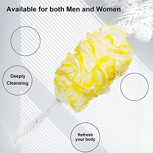 PPHAO - Back Bath Brush - Long Handle Shower Scrubber - Yellow Loofah Exfoliating Body Scrubber for Men and Women - 1 Pack - style: Yellow