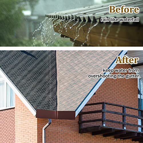 2 Pcs Gutter Valley Splash Guards Downspout Diverter Roof Rain Diverter Roofing Gutter Guards with 20 Pcs Matching Gutter Screws Rain Gutter Guards for Corner House, Brown (Bent Style) - style: Bent Style