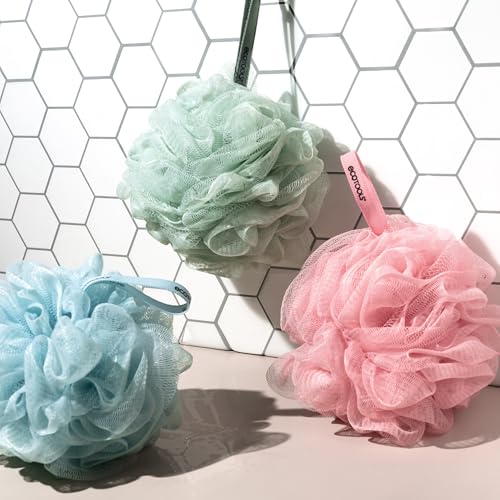 EcoTools Dry Body Brush for Circulation, Dead Skin Removal + Pink Delicate EcoPouf Made with Recycled Netting for Cleansing & Exfoliating Sensitive Skin, Self-Care Gifts - color: Pink