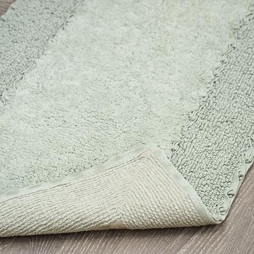 Laura Ashley Ruffle Border 100% Cotton Bath Rug Set, Sage Green, 17" x 24"/ 20" x 32" - color: Sage Green, size: 17x24/20x32