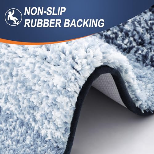 OLANLY Small Bathroom Rugs Mat 24x16, Extra Soft Absorbent Microfiber Bath Rugs, Rubber Backing, Quick Dry, Washable Bath Mats for Bathroom Floor, Tub and Shower, Home Decor Accessories, Navy Blue - color: Navy Blue, size: 24" X 16"