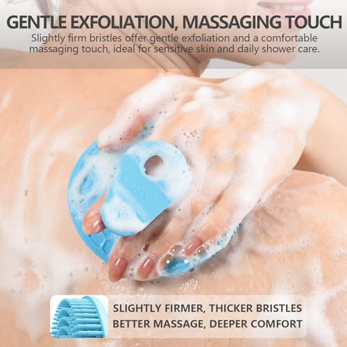Silicone Body and Face Scrubber Set 5 Pack, BEAUTAIL Shower Bath Scrubber, Gentle Exfoliating Brush for Women Men Sensitive Skin, More Hygienic Than Traditional Loofah, Long Lasting, Pink+Blue+Gray - color: Gray+pink+blue
