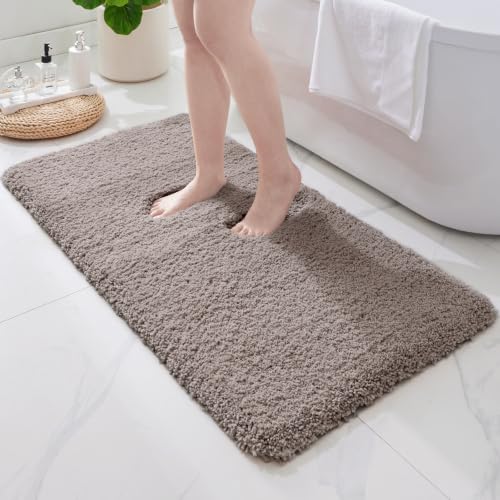 ILANGO Camel Bathroom Rugs 48" × 24" Non Slip & Super Absorbent Extra Thick Soft, Washable Bath Mat for Floor, Microfiber Plush Shaggy Bath Rug with Tub for Bathtub Shower Room Sink - color: Camel, size: 2' x 4' (24''x48'' Bathroom Rug)