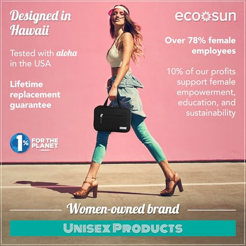 Eco Sun Hanging Travel Toiletry Bag — Designed in Hawaii — Water-resistant Travel Organizer for Bathroom Accessories (Black) - color: Black