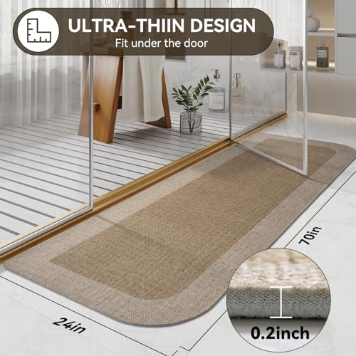 YDKGL Bathroom Runner Rug, Thin Bath Mat Non Slip Washable Large Bathroom Rugs, Rubber Backing Quick Dry for Floor, Tub and Shower, Brown Beige 24x70 - color: A-beige Brown, size: 24"x 70"