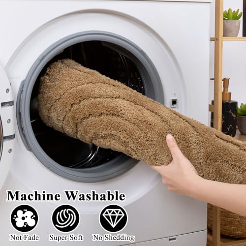 SHACOS Bathroom Rugs Sets 5 Piece Ultra Soft Absorbent Microfiber | Bath Mat with Bath Runner, U Shape Contour Rug, Toilet Lid Cover, Non Slip Machine Washable Carpet for Bedroom, Mustard - color: Mustard