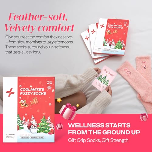 CoolMate Cozy Soft Cloud Socks, Fuzzy Socks for Women - color: E.02 - Santa Pink