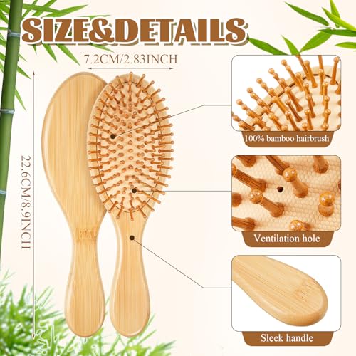 Weysat 12 Pcs Bamboo Hair Brushes Bulk, Wooden Paddle Detangling Brush, Scalp Massage and Anti-Static Hairbrushes, DIY Engraving Gifts for Women, Men, Party and Wedding (Natural) - color: Natural
