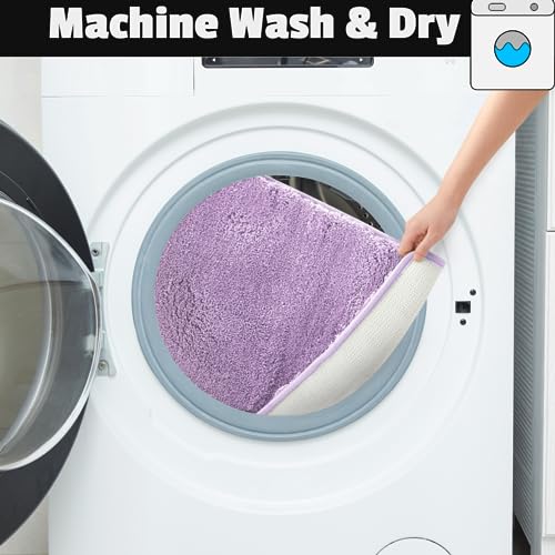 YHF Bathroom Rugs 24" X 47", Extra Thick & Soft Microfiber Shaggy, Machine Washable Bath Mats, Absorbent Bath Rugs, Non-Slip Rubber Backing Bath Mat for Bathroom Floor, Tub and Shower, Lavender - color: Lavender Sky, size: 24" X 47" (Rectangular)