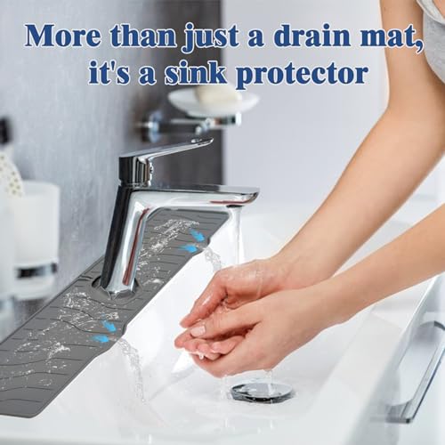 Kitchen Sink Splash Guard,Silicone Faucet Mat Splash Catcher,Kitchen Faucet Mat, Multipurpose for Kitchen Dish Drying Mats Sponge Holder and Bathroom Countertop Protect - color: Gray-5