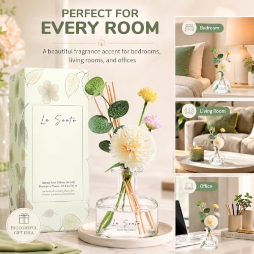Green Tea Sakura Reed Diffuser Set, 8.5 fl oz/ 250ml | 8.5 fl oz, 250ml
