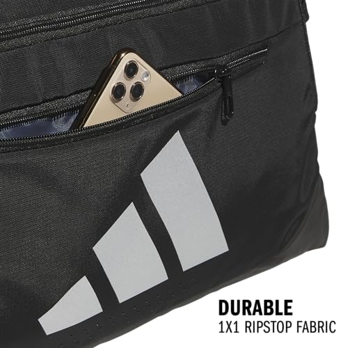 adidas Defender 5 Duffel Bag for Sports, Gym and Travel, Black/Silver Metallic, OSFA | Premium Duffle, Sports, Gym, Travel - color: Black/Silver Metallic, style: Small (42l)