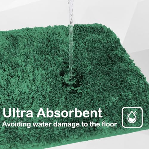 RUN HELIX Bathroom Rugs Set 3 Piece Soft Absorbent Bath Rugs, Microfiber Bath Mats Toilet Rug with Non-Slip Rubber Backing, Bath Rug Sets for Bathrooms, Deep Green - color: Light Green