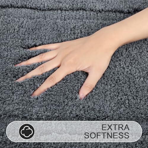 SHACOS Bathroom Rugs Sets 3 Piece with Toilet Lid Cover | 16"x24"Bath Mat and 20"x24" U-Shape Contoured Toilet Mat Machine Washable Shaggy Absorbent Bath Rugs(Dark Grey) - color: Dark Grey, size: 16"x24"+U-Shape 20"x24"+Lid Cover 19"x21"
