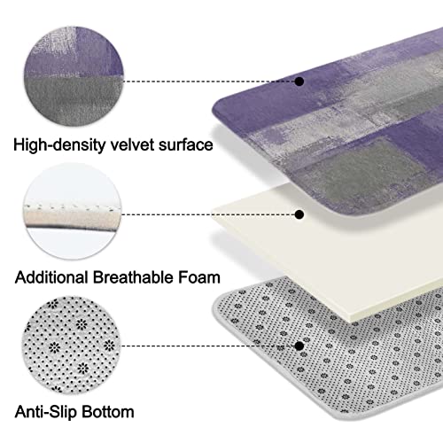 Lnond 4Pcs Purple Bathroom Shower Curtain Sets with Rugs, Purple and Grey Painting Art Bathroom Sets with Shower Curtain and Rugs and Accessories - color: 1-purple