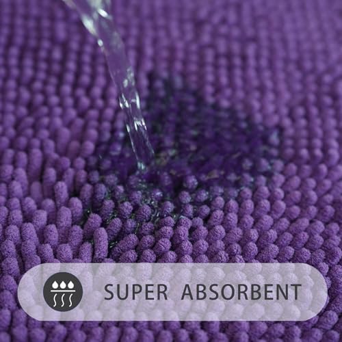 U-Shaped Toilet Rug, Chenille Contour Bathroom Mat, Non-Slip PVC Backing, Machine Washable, 20x20, Purple - color: Purple, size: 1'8" x 1'8" (20"x 20"U)