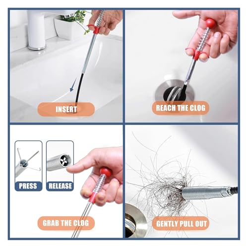 76 Inch Drain Snake Upgraded Ergonomic Grip – Toilet Snake Flexible Grabber Claw for Clog Remover & Pick Up Small Items - color: 79'' Ball